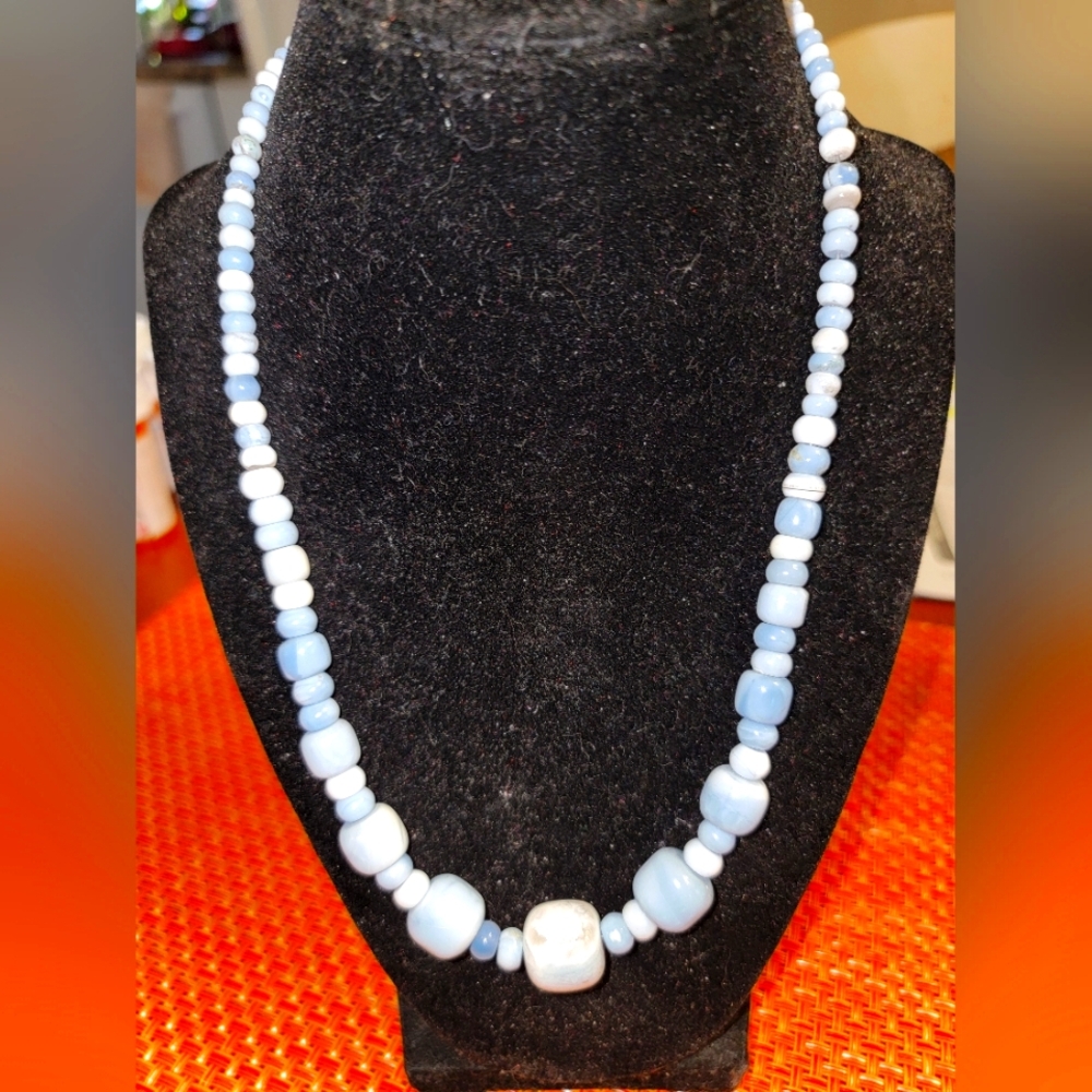 Chic Sky Blue Beaded Necklace